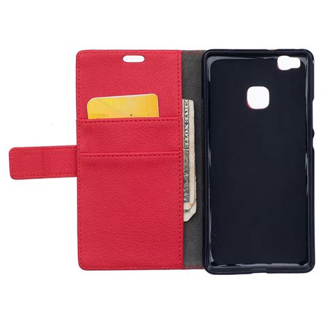 Huawei P9 Lite Wallet Case - Litchi Red