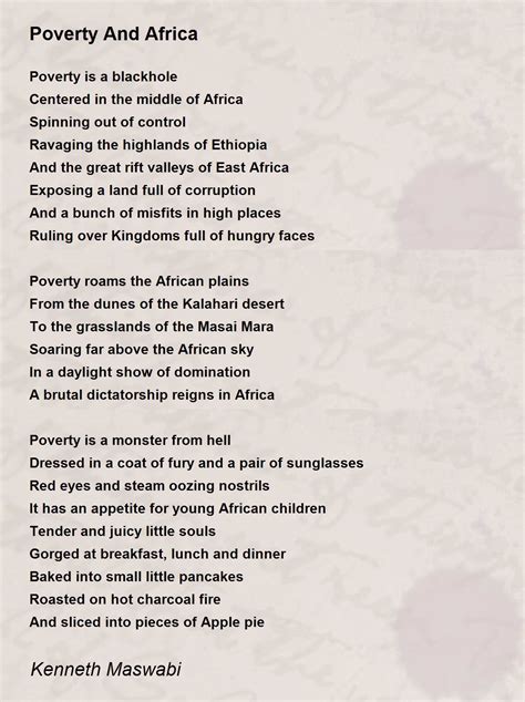 Poverty And Africa - Poverty And Africa Poem by Kenneth Maswabi