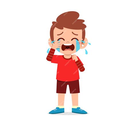 Niño triste niño y niña lloran fuerte | Vector Premium