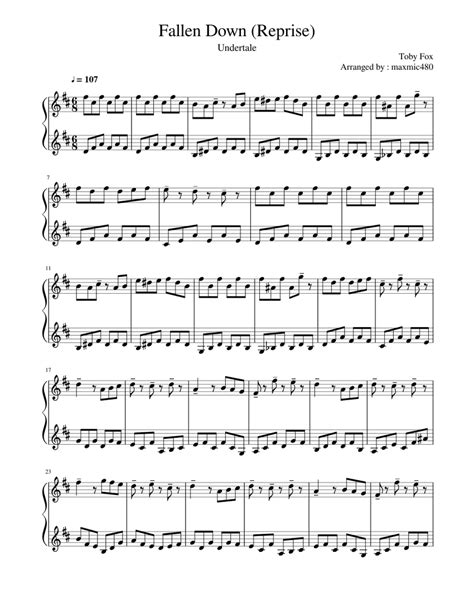 Fallen Down (Reprise) - Undertale - Easy | Clarinet sheet music, Viola ...