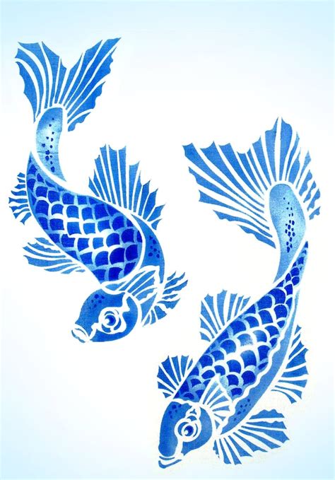 LARGE Koi Carp Fish Stencil © - Etsy