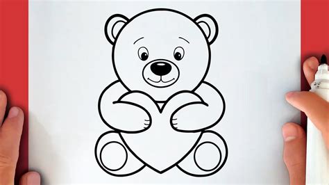 HOW TO DRAW A TEDDY BEAR HOLDING A HEART