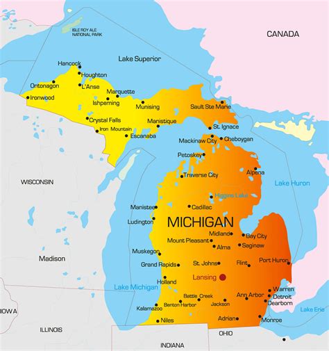 Michigan Map With Cities - Retha Charmane