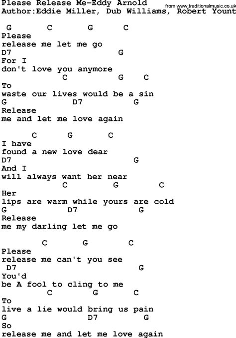 Country Music:Please Release Me-Eddy Arnold Lyrics and Chords