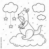 Coloring Page For Preschool Children Cute Cartoon mother kangaroo With  sketch template