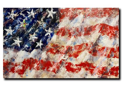 American Flag Painting Original Oil Artwork Wall Art Canvas | Etsy