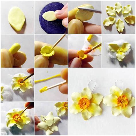 How to make Pale Yellow Daffodils step by step DIY tutorial instructions | Polymer clay flowers ...