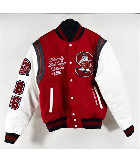 White & Red South Carolina State University Varsity Jacket - Jackets Masters