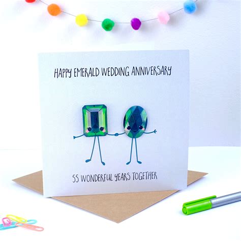 Emerald Wedding Anniversary Card - Etsy UK