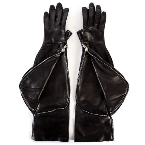 Rick Owens Larry Leather Gauntlet Gloves | Hervia