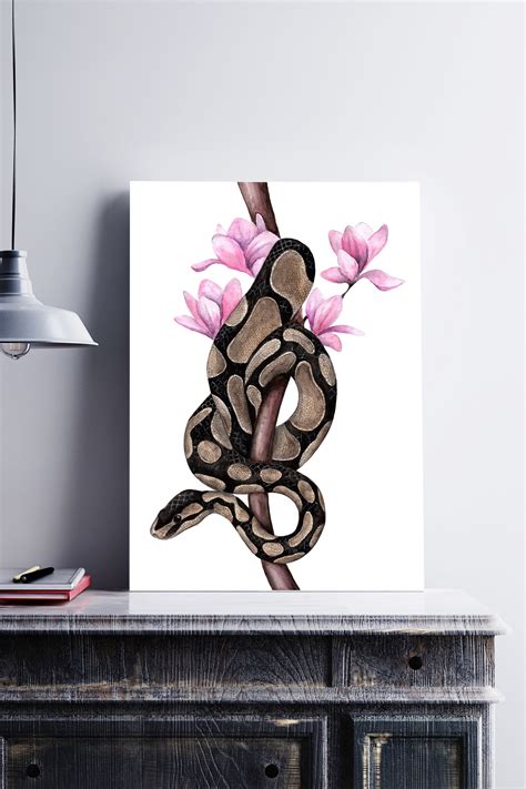 Python print Snake wall art Ball python Reptile painting Snake poster Serpent print Reptile ...