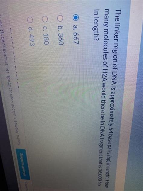 Solved The linker region of DNA is approximately 54 base | Chegg.com