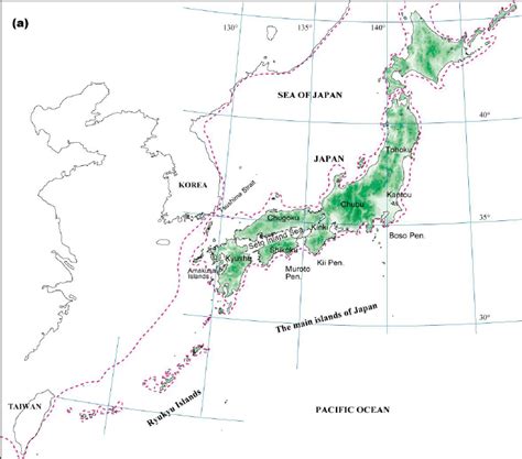 The location and vegetation of Japan. (a) The location of the Japanese... | Download Scientific ...