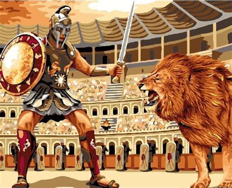 Gladiator Lion People Paint By Numbers - Numeral Paint Kit