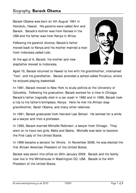 Biography: Barack Obama | Comprehension | KS2 | Teachit