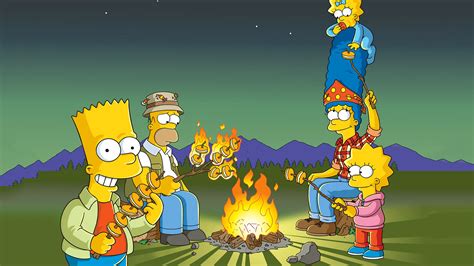 The Simpsons Family Campfire - HD Wallpaper