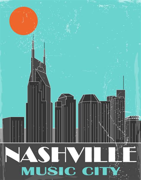 Nashville Skyline Nashville Poster Nashville - Etsy