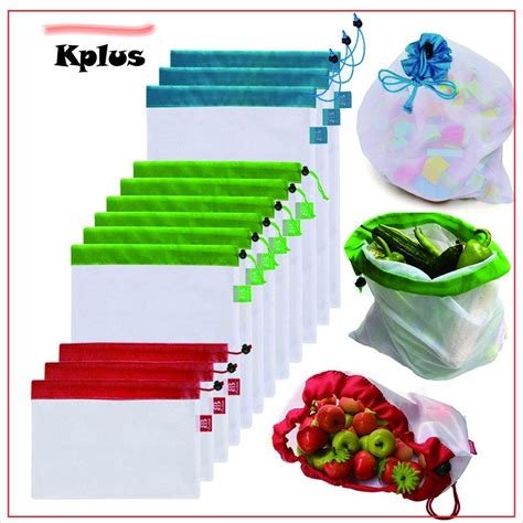 Custom Reusable Nylon Mesh White Drawstring Fruit Vegetable Produce ...