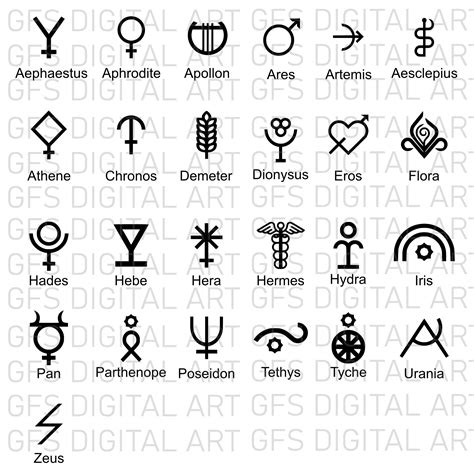 Greek Mythological Symbols Swg Gods Eps Bundle 25 Drawings in 3 Formats ...