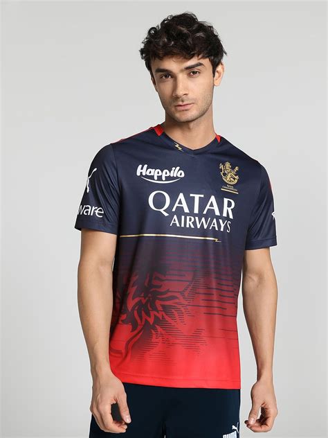 Buy Men Navy Blue and Red RCB 2023 Replica Jersey From Fancode Shop.