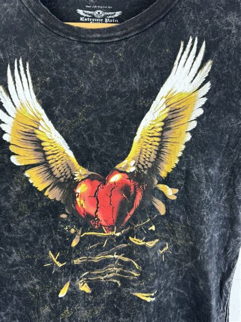 Y2K Grunge Punk Goth Angel Wings Tattoo TShirt Distre… - Gem