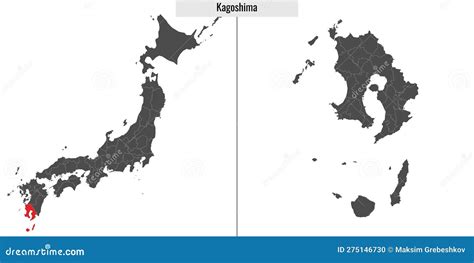 Map of Kagoshima Prefecture of Japan Stock Vector - Illustration of ...