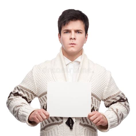 Funny Casual Winter Man Holding Sign Stock Image - Image of holding, person: 37988813