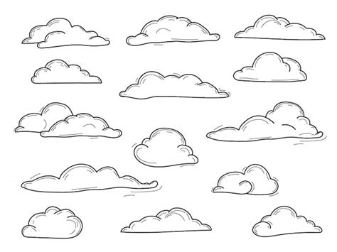 Doodle collection of hand drawn vector clouds , vector set | Premium Vector