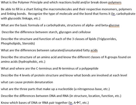 SOLVED: What is the Polymer Principle and which reactions build and/or ...