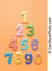 Funny number cartoon collection on orange background. | CanStock