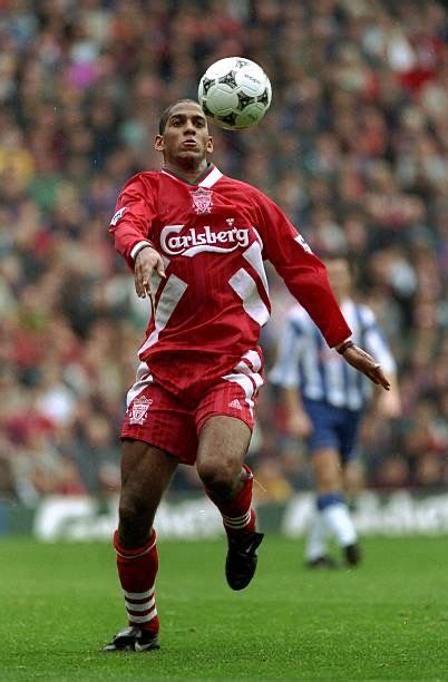 Liverpool 4 Sheffield Wed 1 in Oct 1994 at Anfield. Phil Babb controls the ball for Liverpool in ...