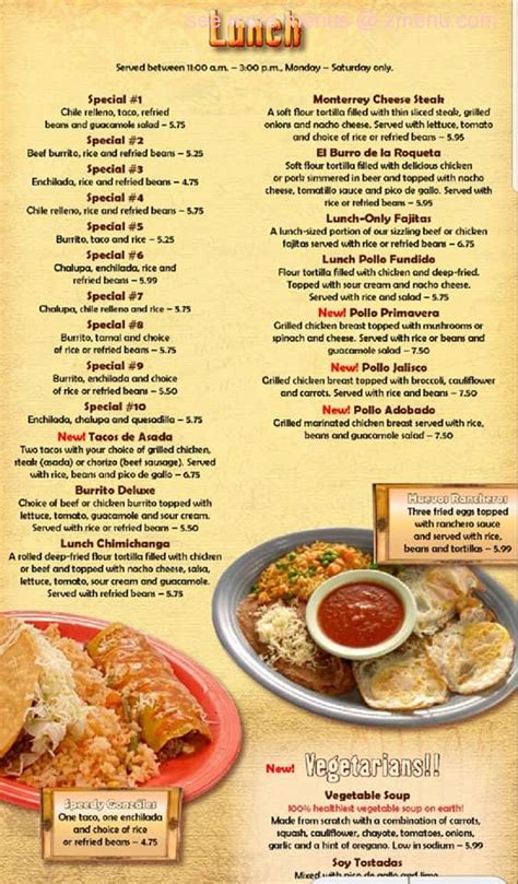 Menu at Monterrey Mexican Restaurant, Spartanburg, 149 Fernwood Dr