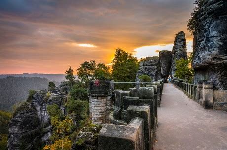 Bastei Bridge Bastei Sunrise Elbe Sandstone Editorial Stock Photo ...