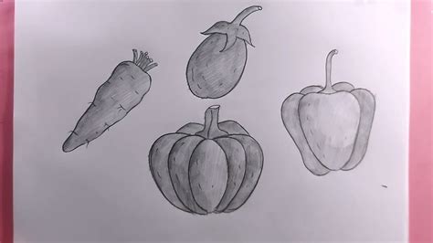 how to draw vegetable with pencil sketch/vegetable drawing easy - YouTube