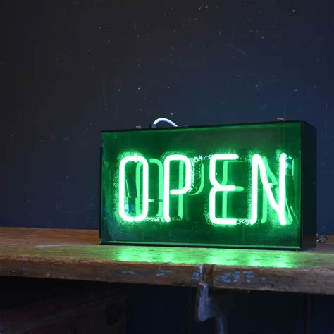 Vintage Green Neon Open Sign — Vintage and Antique Decorative Interiors