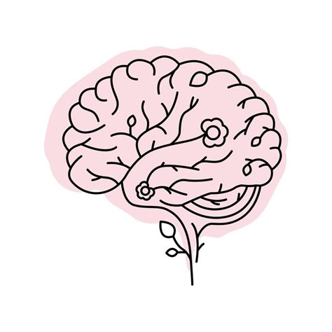 Mental health. Blooming human brain line icon. Mind concept. Love Life ...