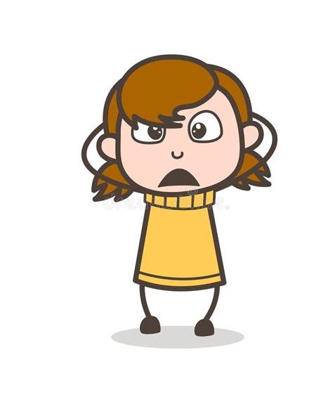 Frowning Expression - Cute Cartoon Girl Illustration Stock Illustration - Illustration of kids ...