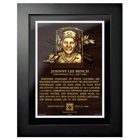 Johnny Bench Baseball Hall of Fame 18 x 14 Framed Plaque Art