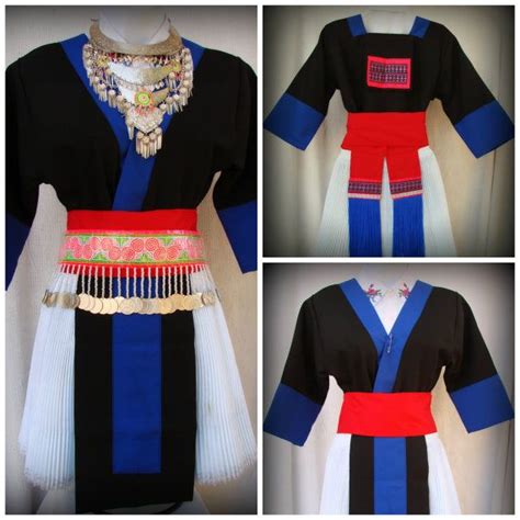 A beautiful original Hmong outfit in blue and black with red | Etsy | Hmong clothes, Hmong ...