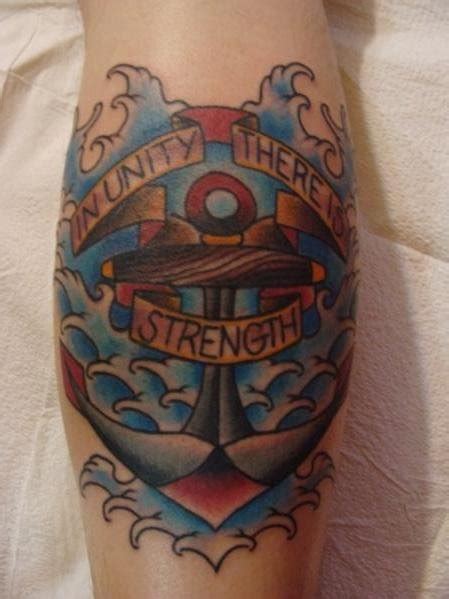 Colored Traditional Navy Anchor Tattoo