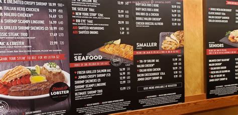 Menu at Sizzler steakhouse, Buena Park, Orangethorpe Ave