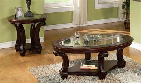 2024 Popular Dark Wood Round Coffee and End Table Sets