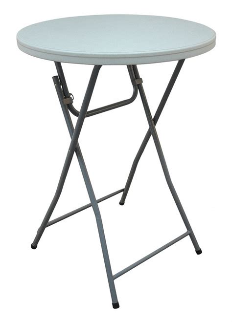 GRAINGER APPROVED Round Folding Cocktail Table, 44" Height, 32" Diameter, White - 12F622|12F622 ...