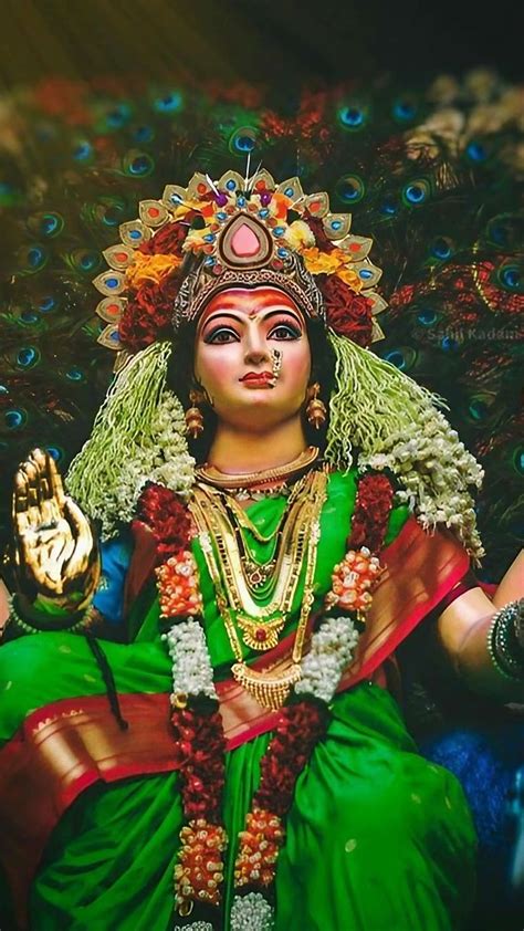 720P free download | Durga Devi, Devi Maa In Green Saree, devotional, goddess, HD phone ...