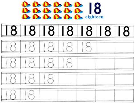 Worksheet on Number 18 | Free Printable Worksheet on Number 18