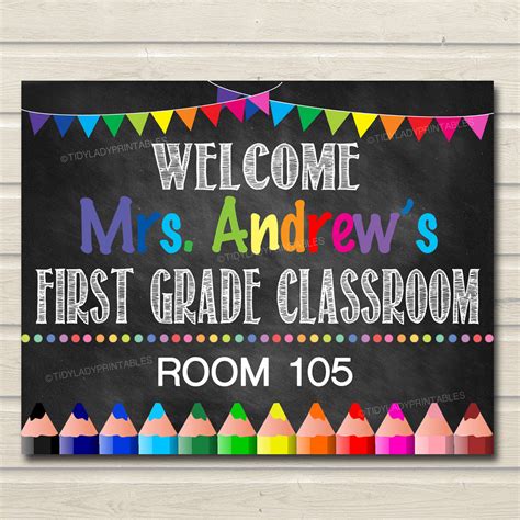 Teacher Classroom Door Sign - Editable DIY Template – TidyLady Printables