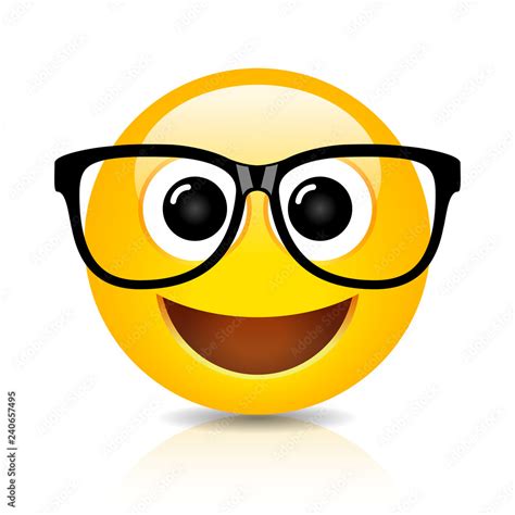 Happy nerd emoji Stock Vector | Adobe Stock