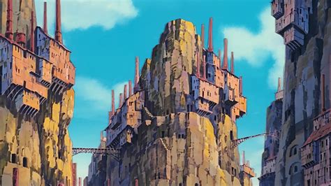 Brown and black concrete building, anime, Studio Ghibli, Laputa: Castle ...