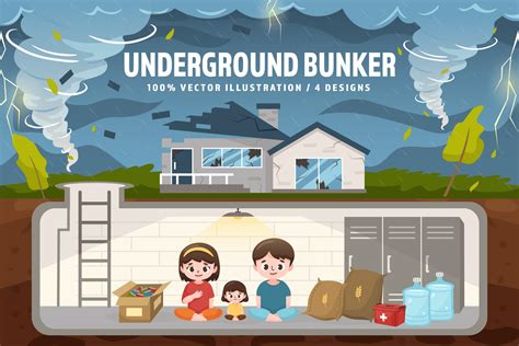 Underground Bunker Illustration Set - Design Cuts