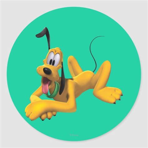 Pluto Laying with Ear Up Classic Round Sticker #affiliate , #spon, #Ear, #Classic, #Sticker, # ...